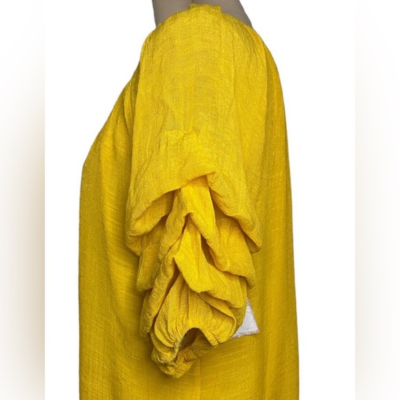 Indigo Rose gauze sunflower yellow sundress tiered balloon sleeves - XL - Picture 3 of 5